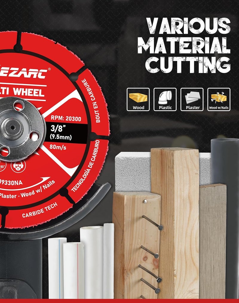 EZARC 3 Inch Cut Off Wheels, Carbide Cutting Disc, Angle Grinder Cutting Wheel for Wood, Wood with Nails, Laminate, Plastic, Plaster, 2 Pack - Image 5